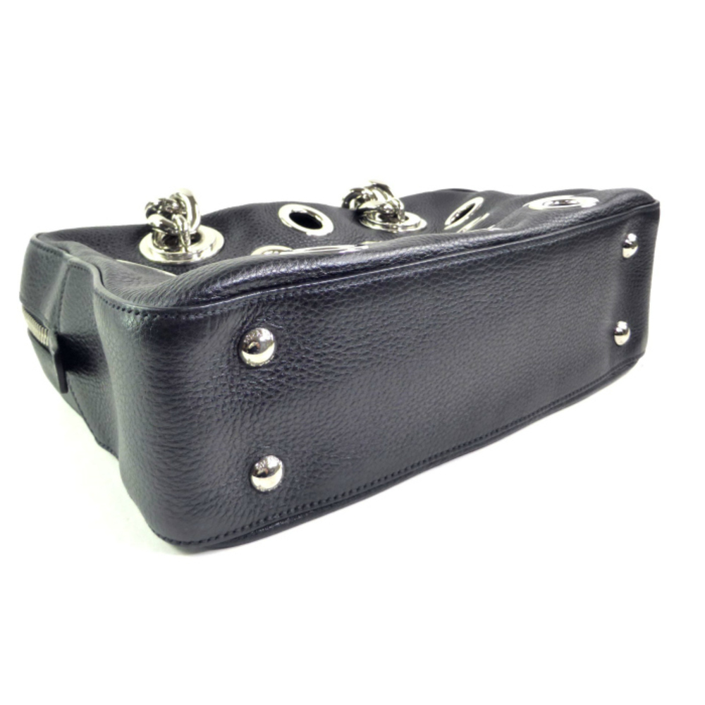 Prada Lacca Grommet Perforated Chain Shoulder Bag Black - Picture 4 of 10